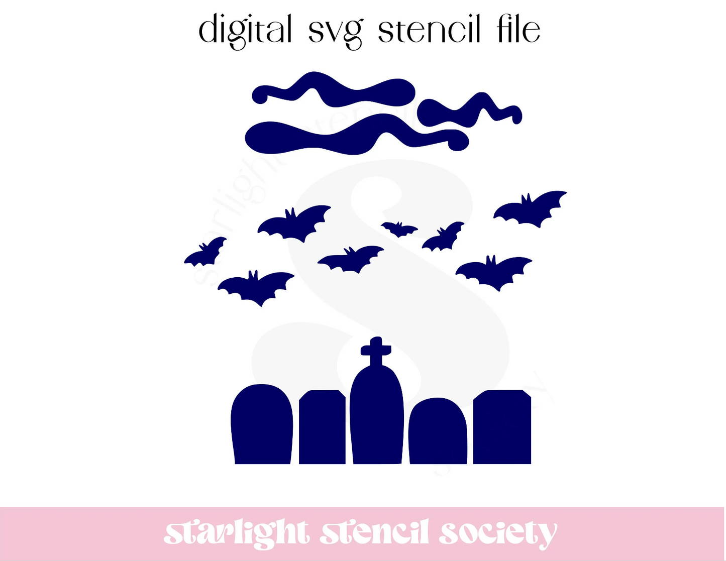 Graveyard Scene SVG File