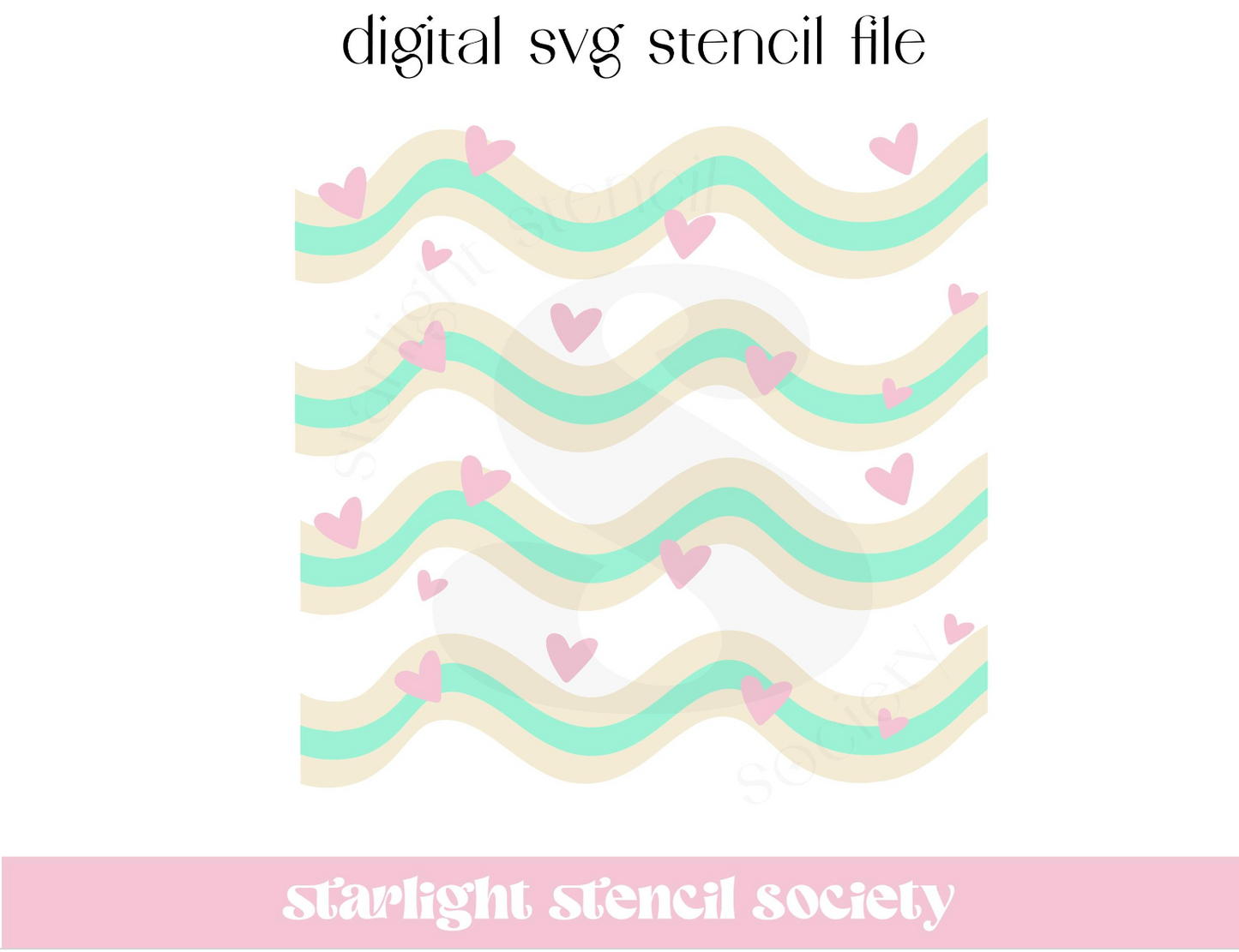 Heart Wavy Lines 3 part SVG File