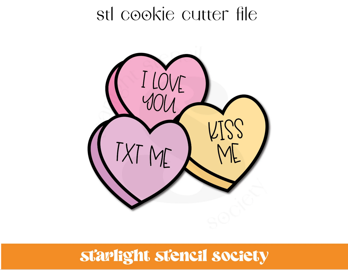 3 Convo Hearts STL Cookie Cutter File