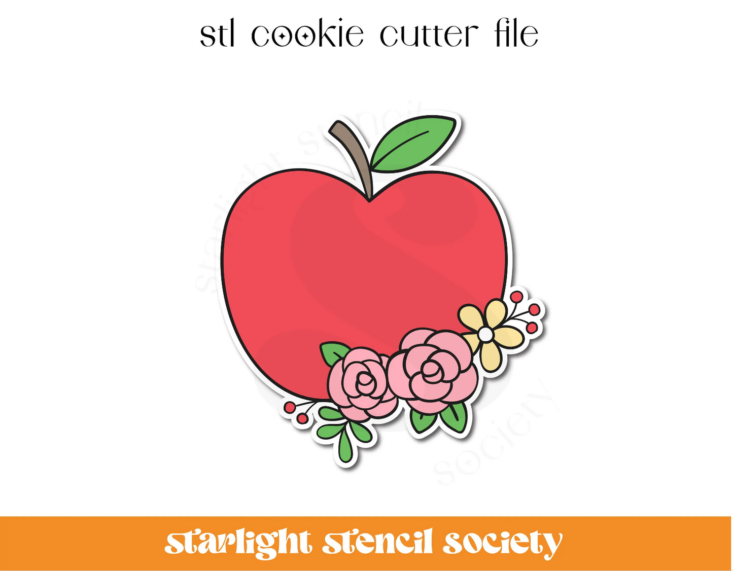 Floral Apple STL Cookie Cutter File