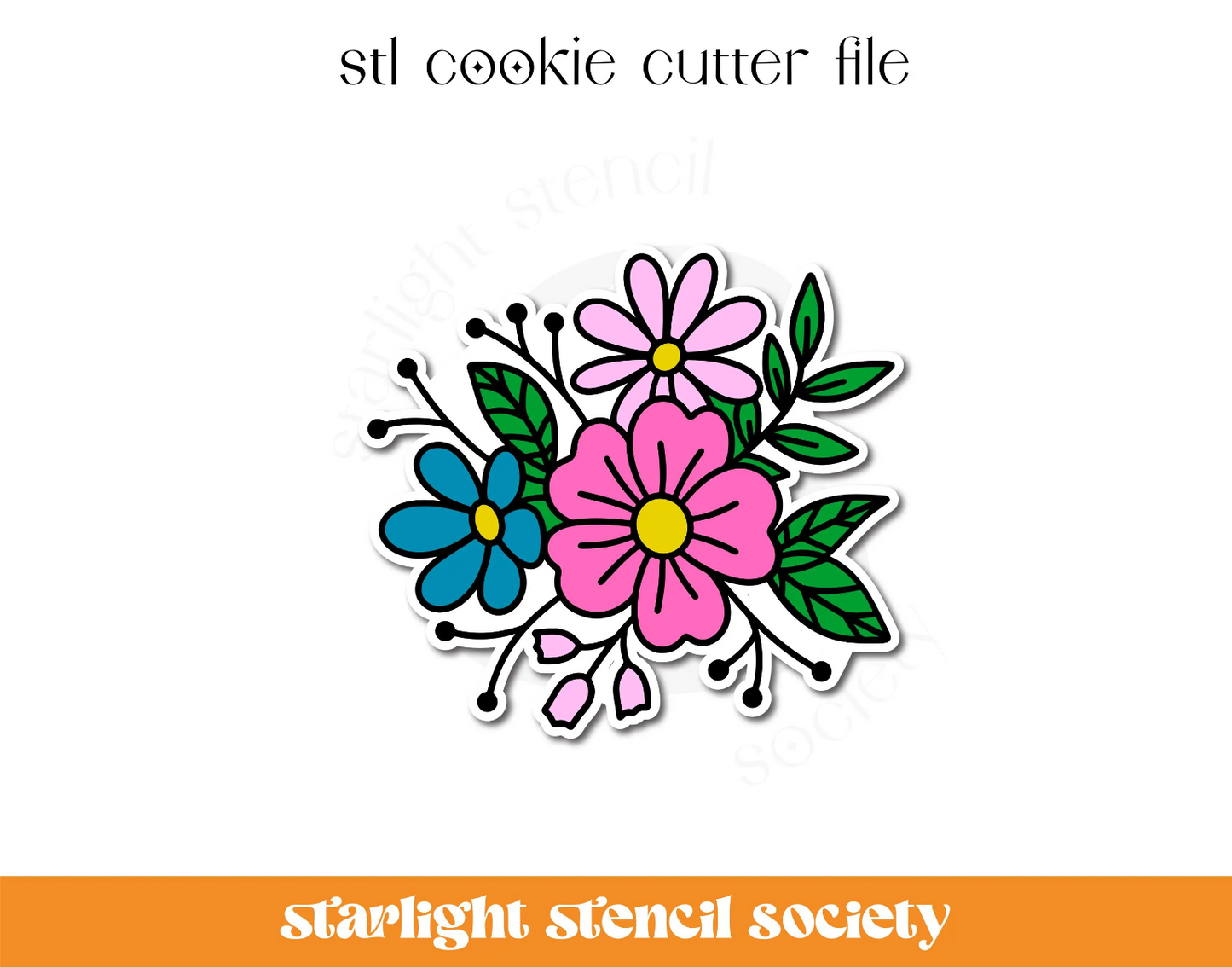 Floral Bouquet 1 STL Cookie Cutter File