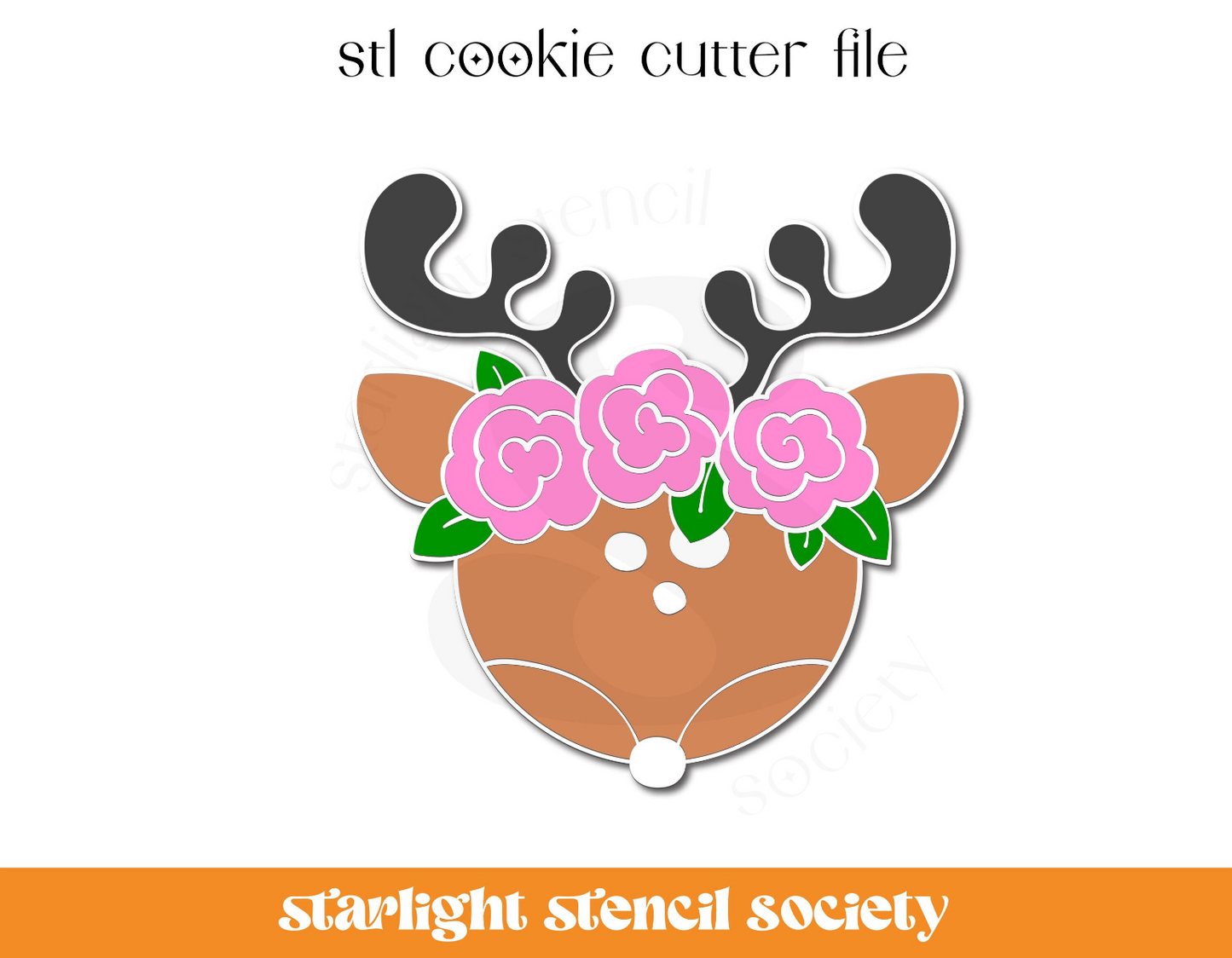 Floral Deer STL Cookie Cutter File