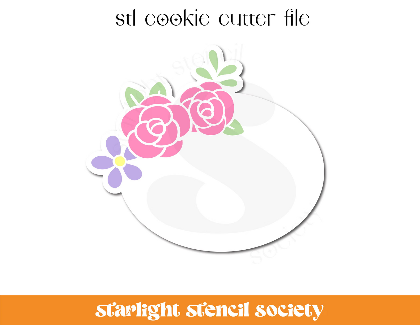 Floral Oval STL Cookie Cutter File