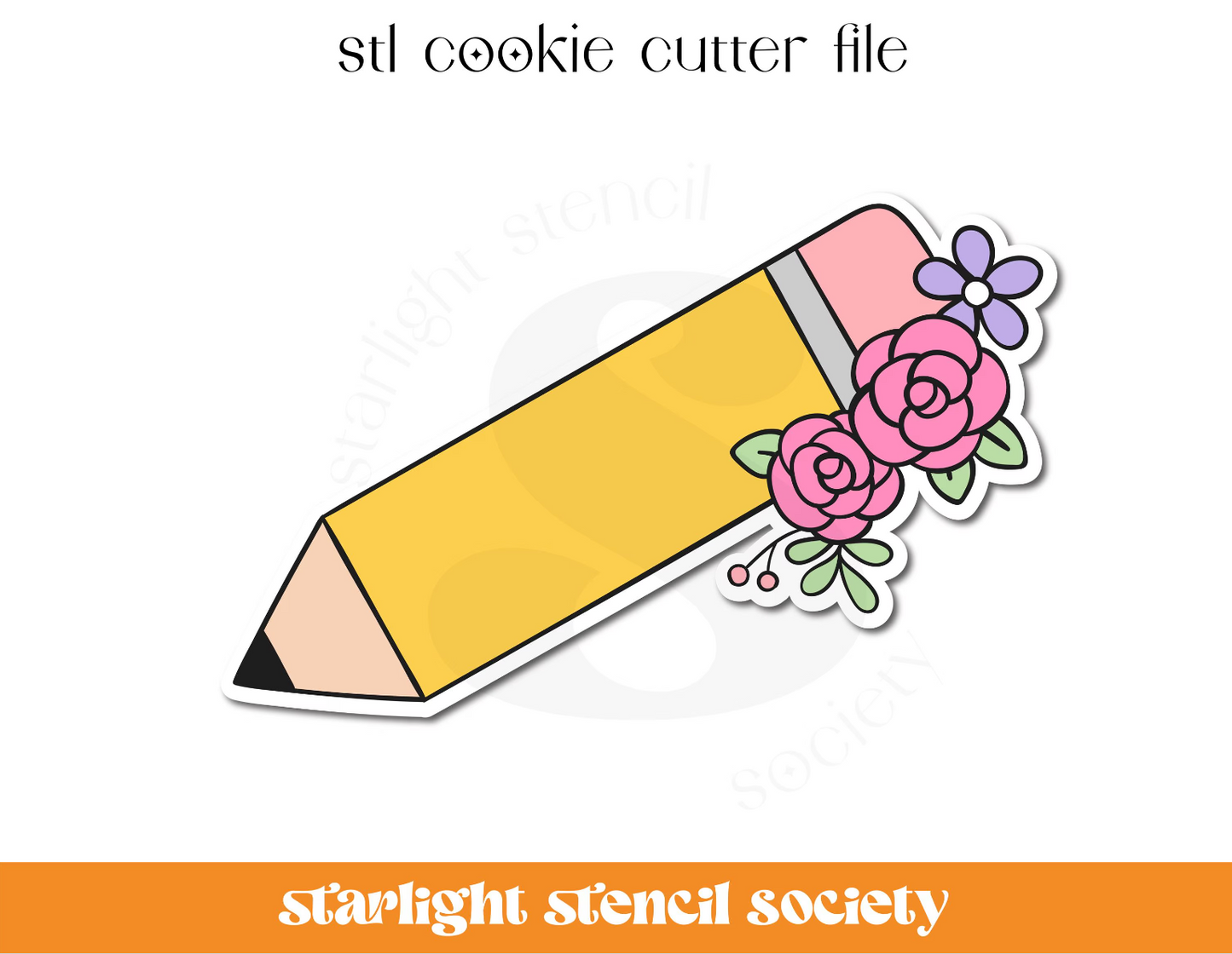 Floral Pencil STL Cookie Cutter File