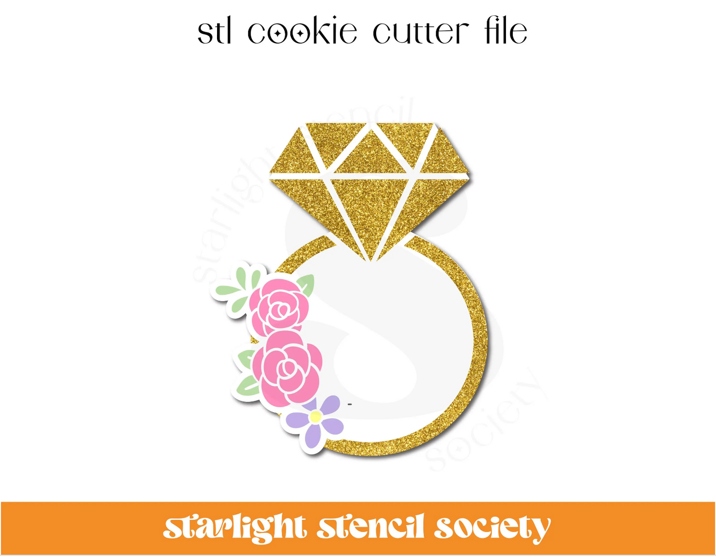 Floral Wedding Ring STL Cookie Cutter File