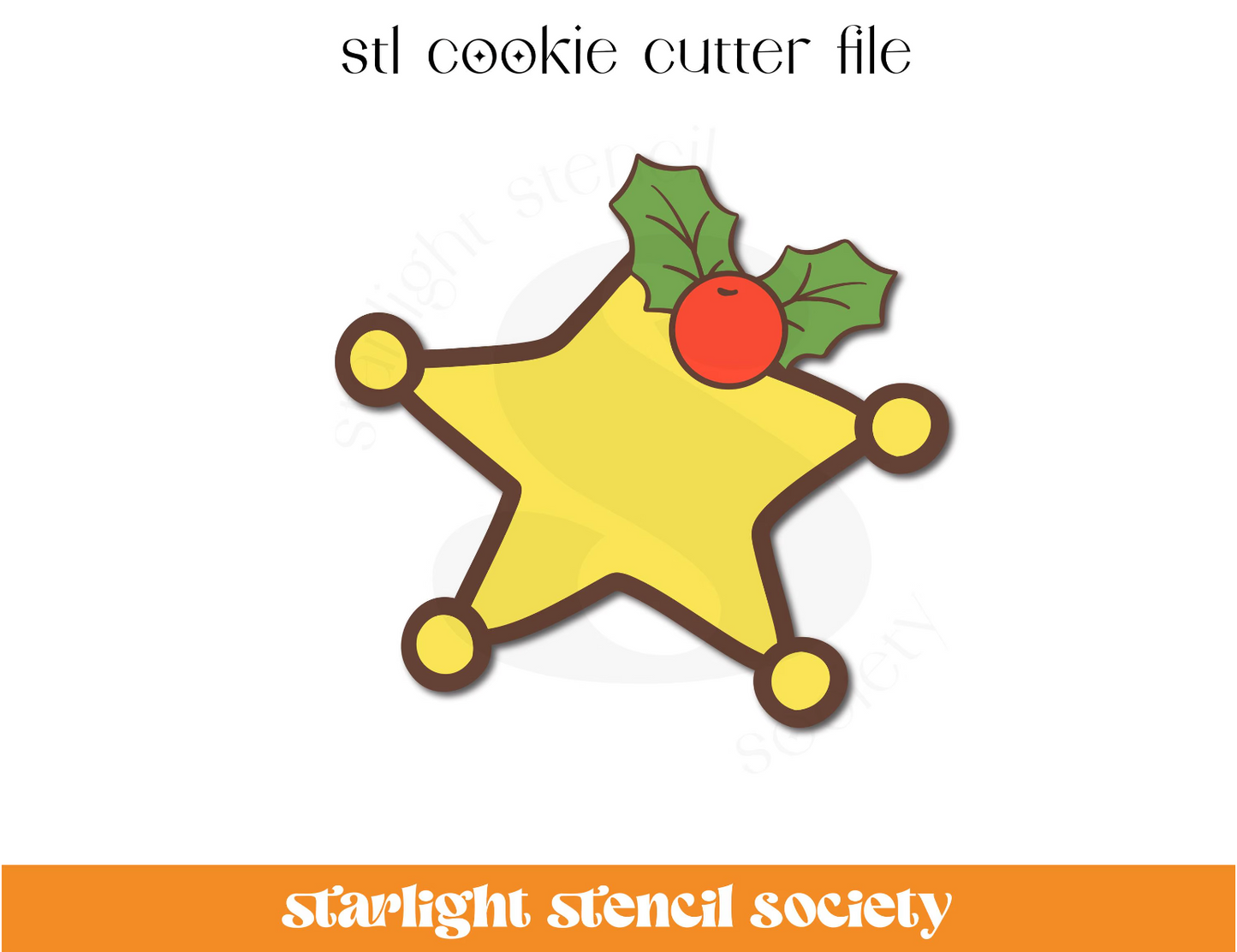Sheriff Badge Holly STL Cookie Cutter File