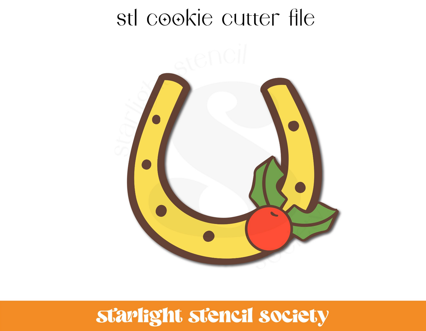 Holly Horseshoe STL Cookie Cutter File