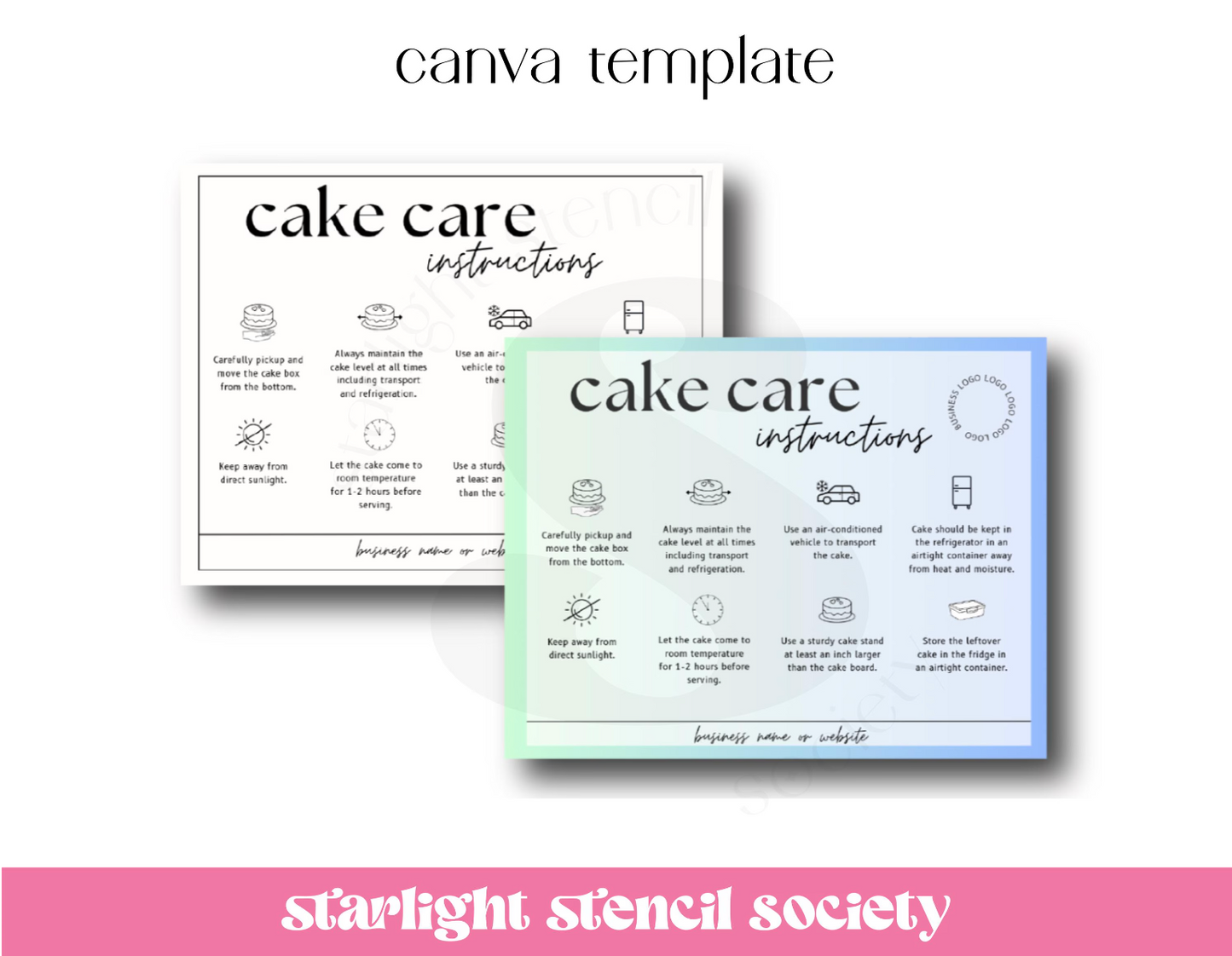 Cake Care Canva Templates