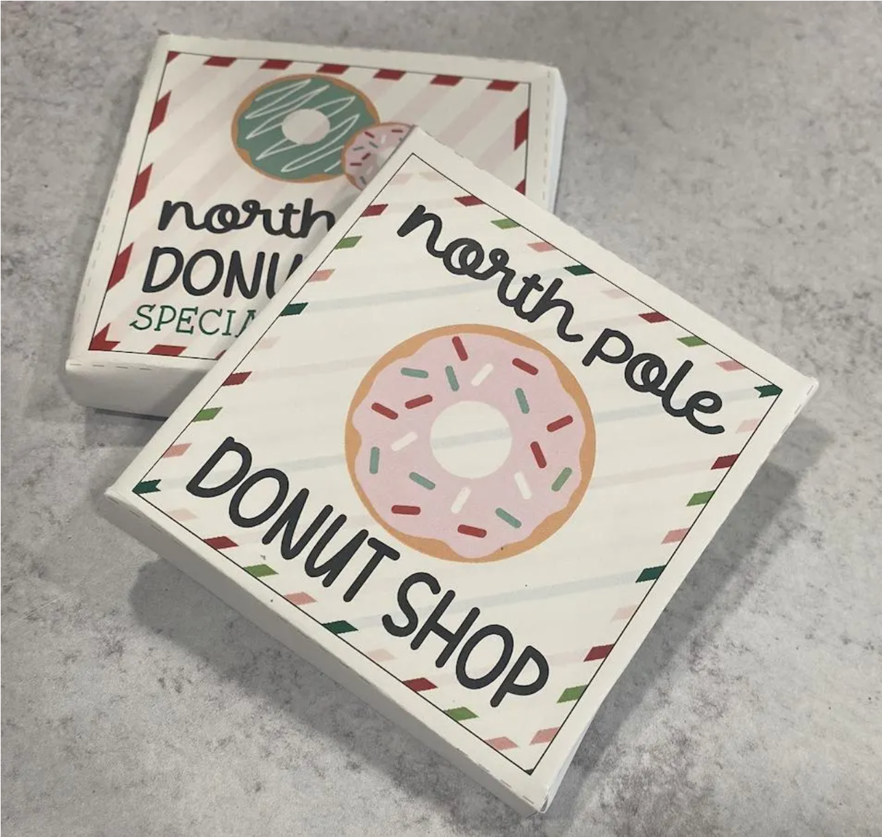 North Pole Donut Shop Pizza Box PDF Printable