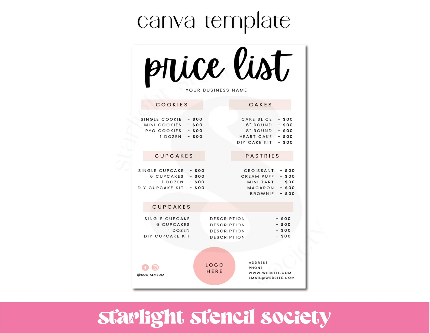 Price List Canva Templates