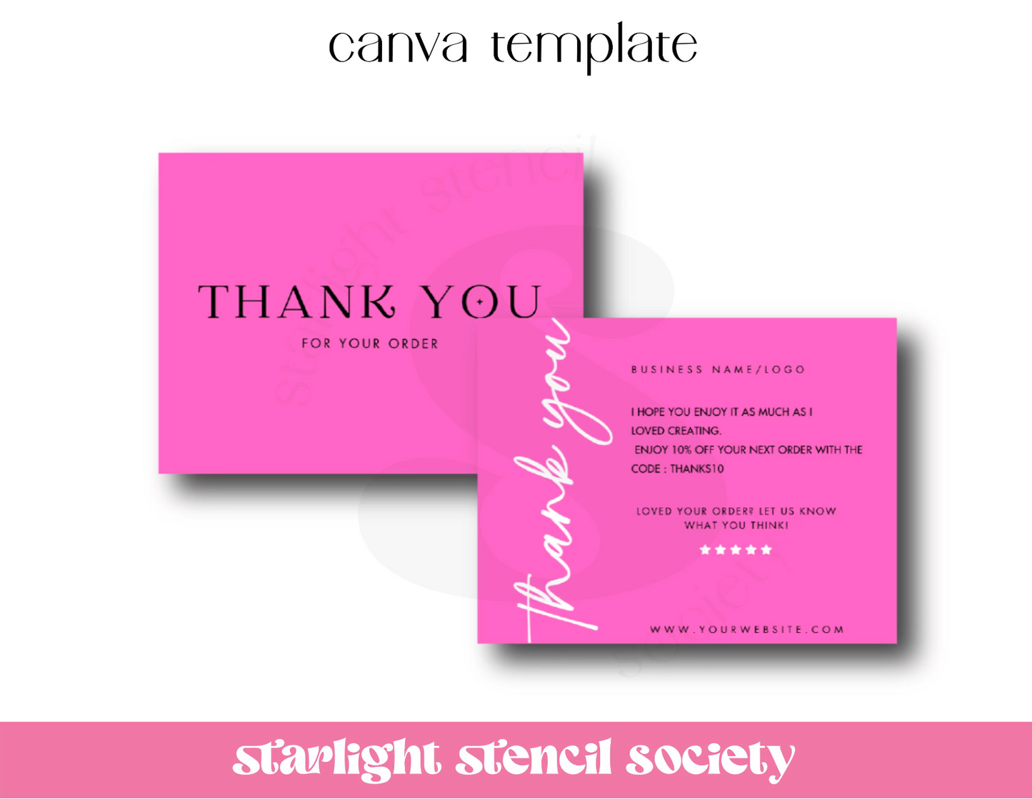 Pink Thank You Card Canva Templates