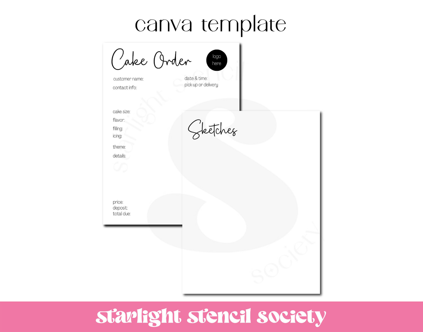 Simple Cake Order Form Canva Templates