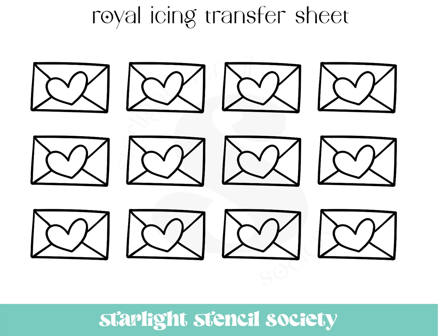 Heart Envelope Royal Icing Transfer Sheet