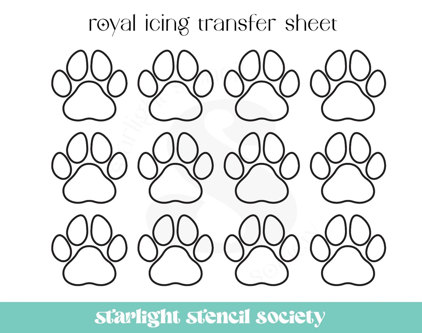Paw Envelope Royal Icing Transfer Sheet