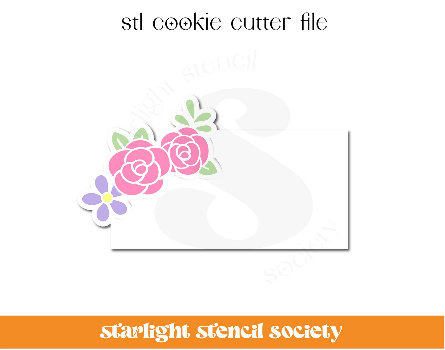 Floral Rectangle STL Cookie Cutter File