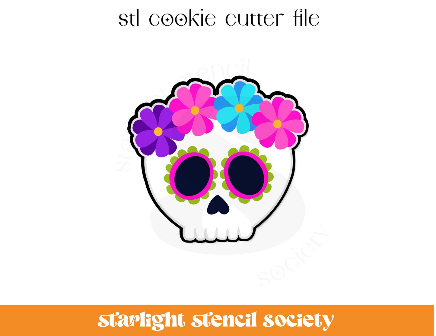 Floral Sugar Skull STL Cookie Cutter File