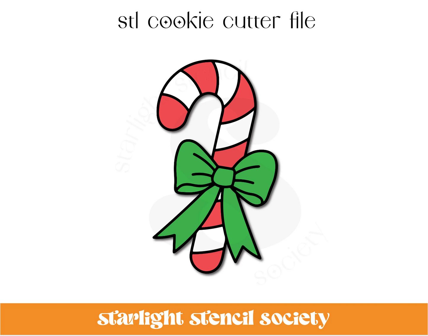 Candy Cane Bow STL Cookie Cutter File