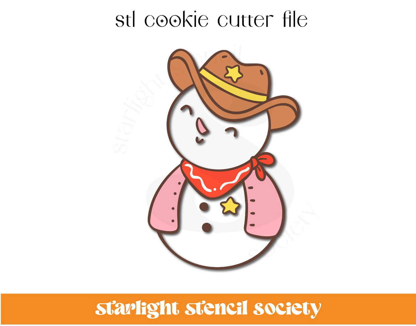Cowboy Snowman STL Cookie Cutter File