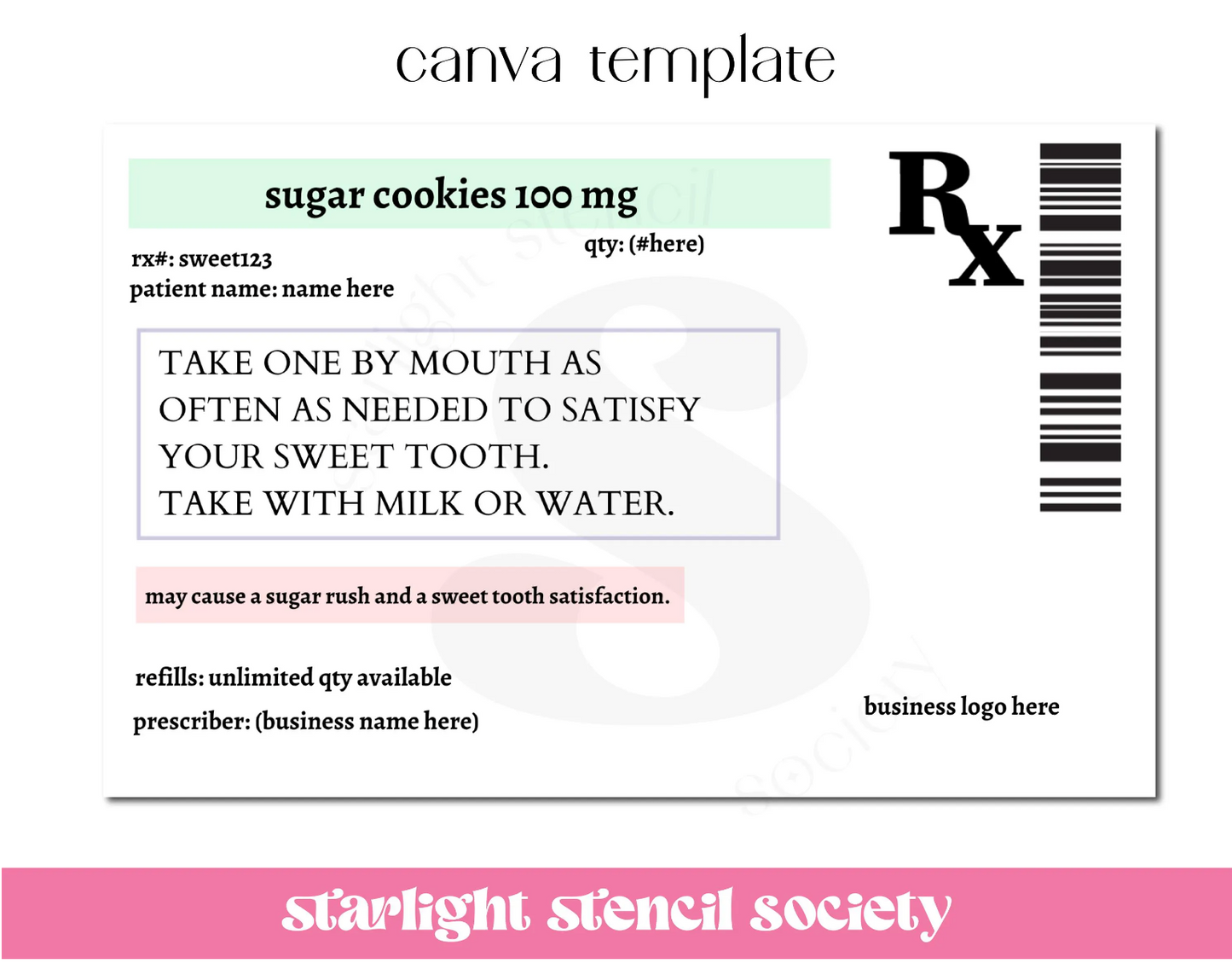 RX Tag Canva Templates