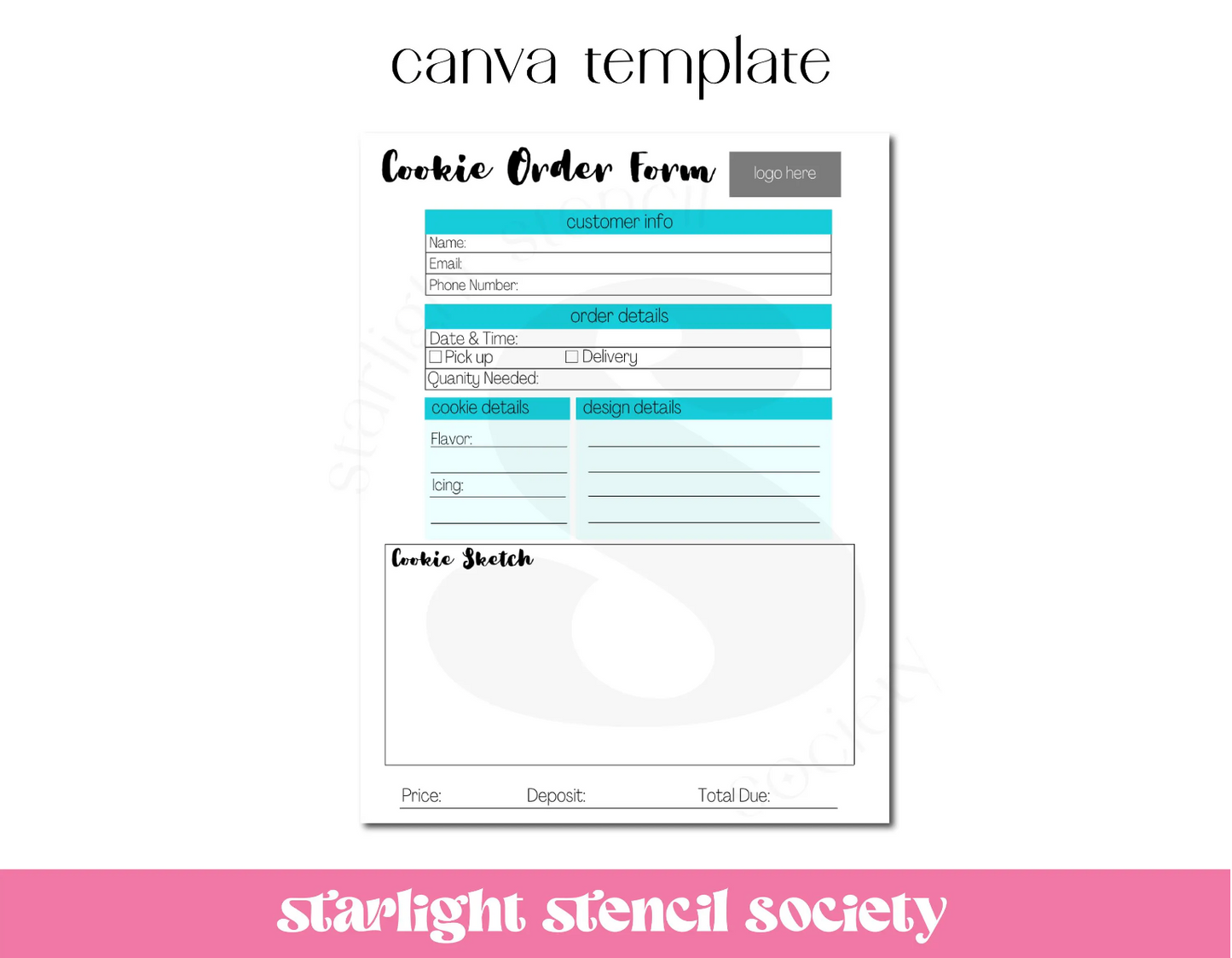 Cookie Order Form Sketch Canva Template