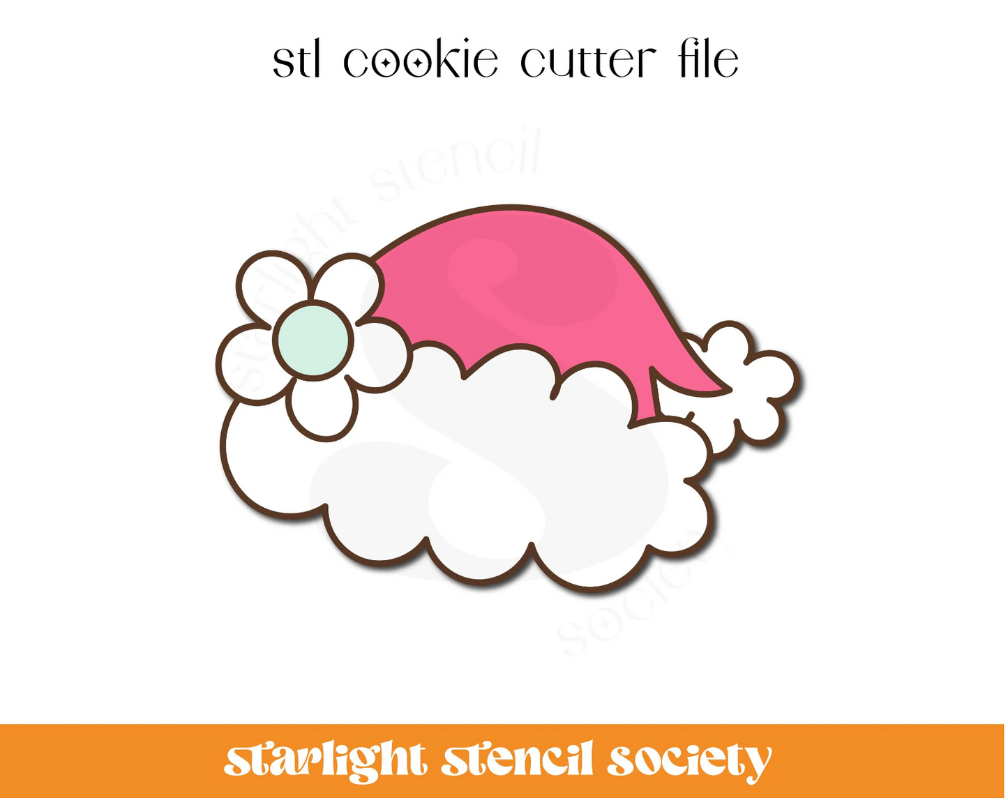 Daisy Santa Hat STL Cookie Cutter File