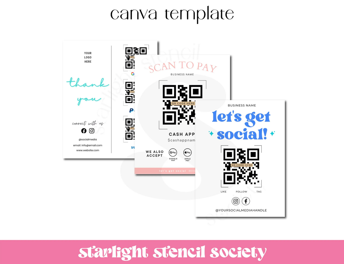 QR code social Scan to pay Canva Templates