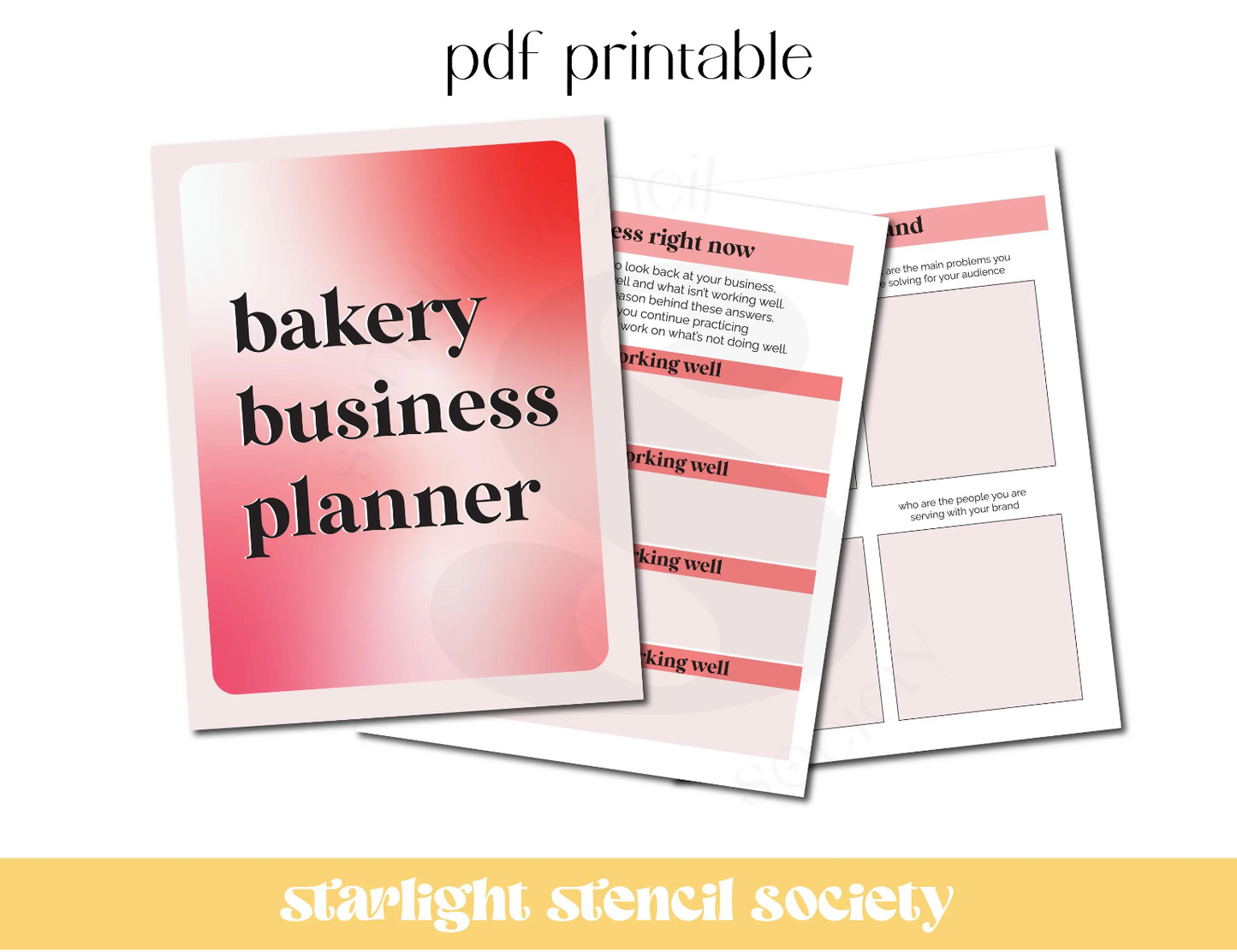 Bakery Business Planner PDF Printable