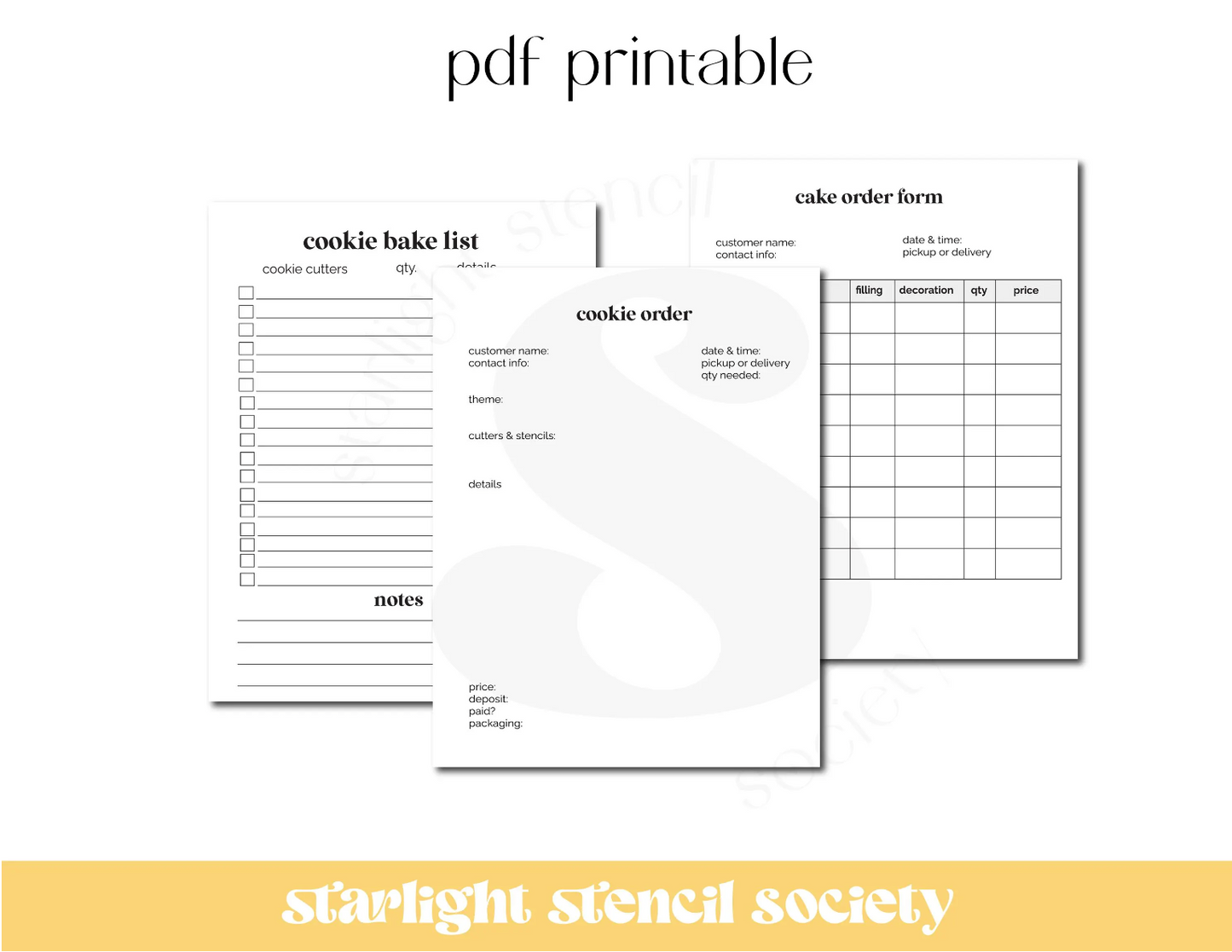 Bakery Business Planner PDF Printable