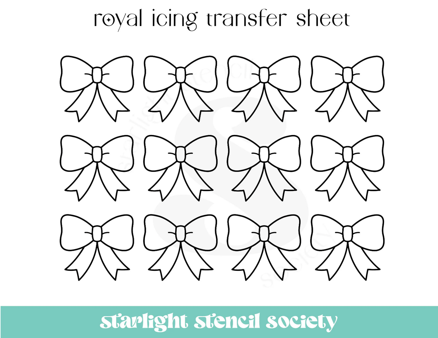 Bow Royal Icing Transfer Sheet