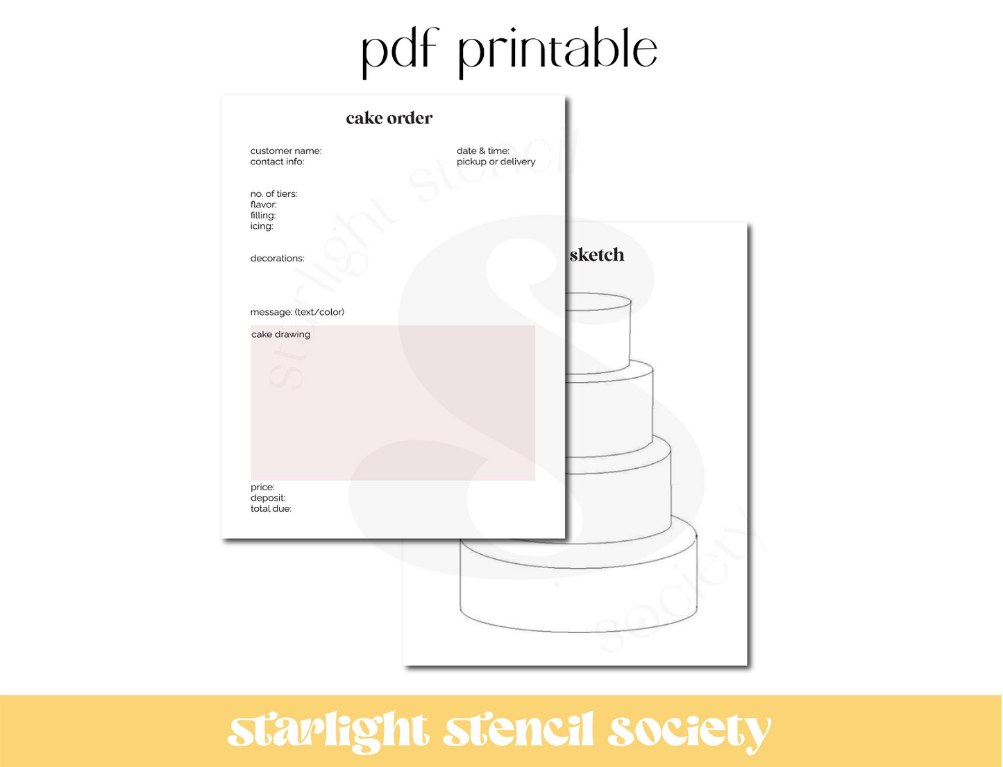 Cake Sketch PDF Printable
