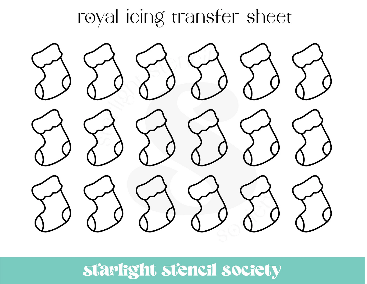Christmas Socking Royal Icing Transfer Sheet