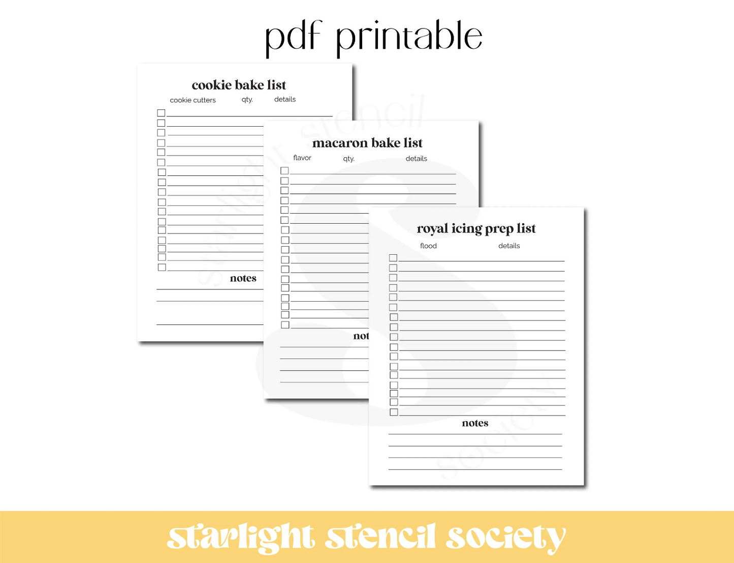 Prep Lists PDF Printable