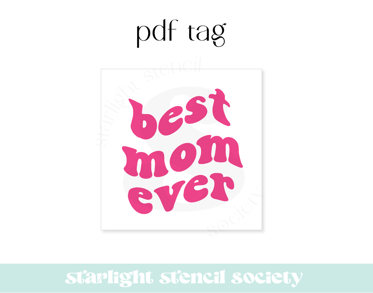 Best Mom Ever Wavy Pink Square PDF Tag