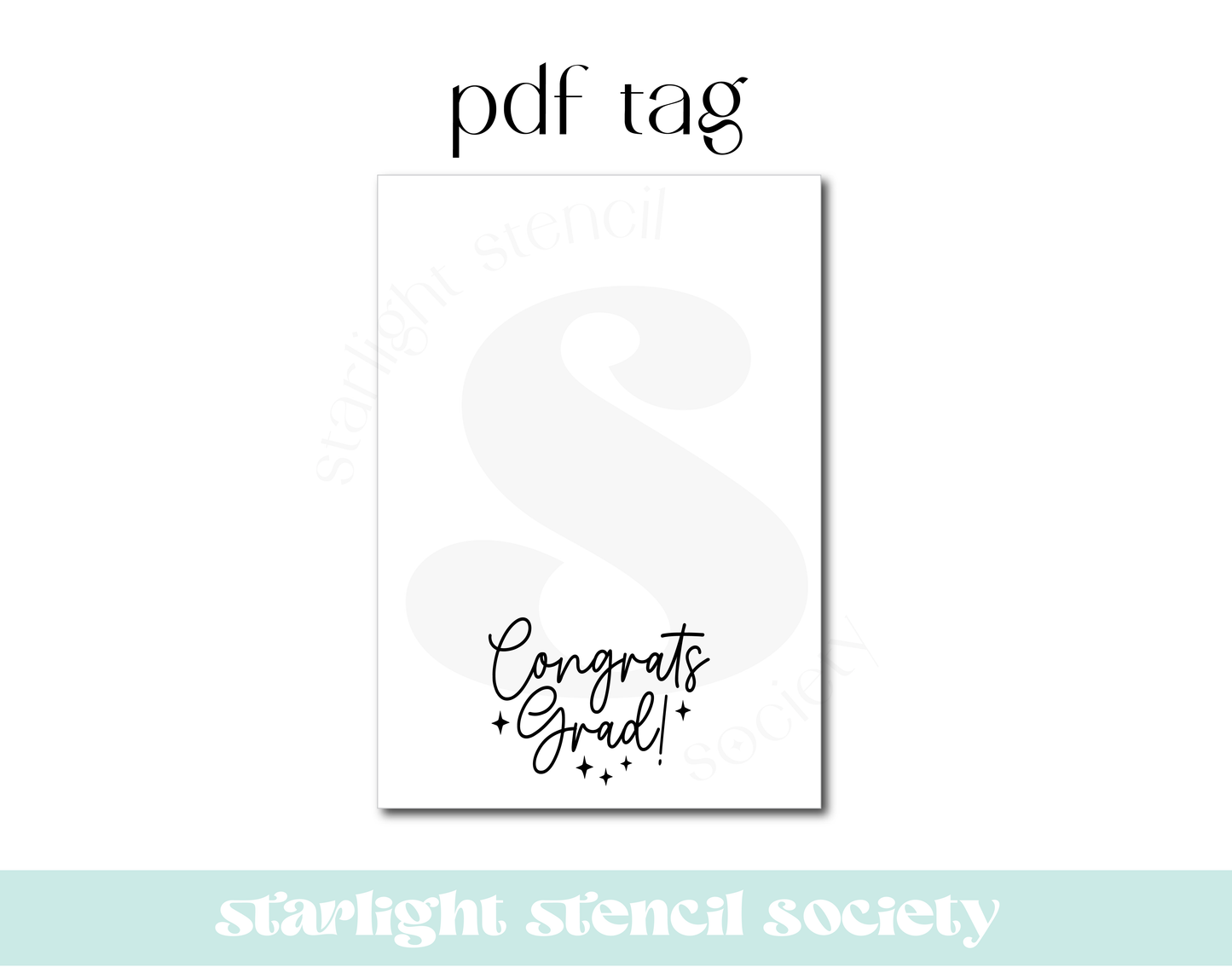 Congrats Grad Stars Cookie Card PDF Tag