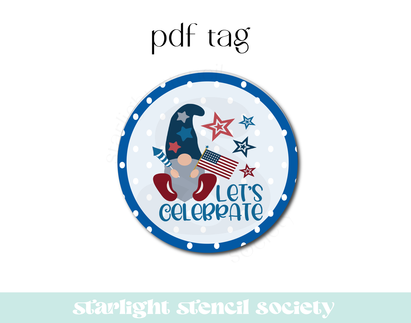 Let's Celebrate Gnome PDF Tag