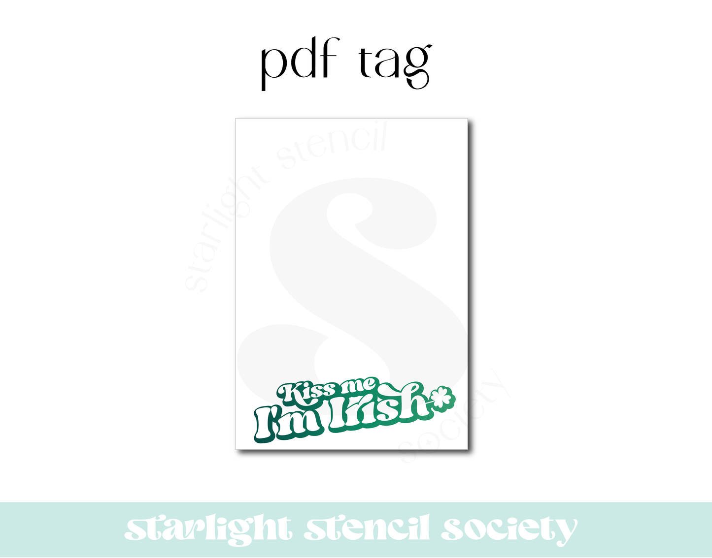 Kiss Me I'm Irish Cookie Card PDF Tag