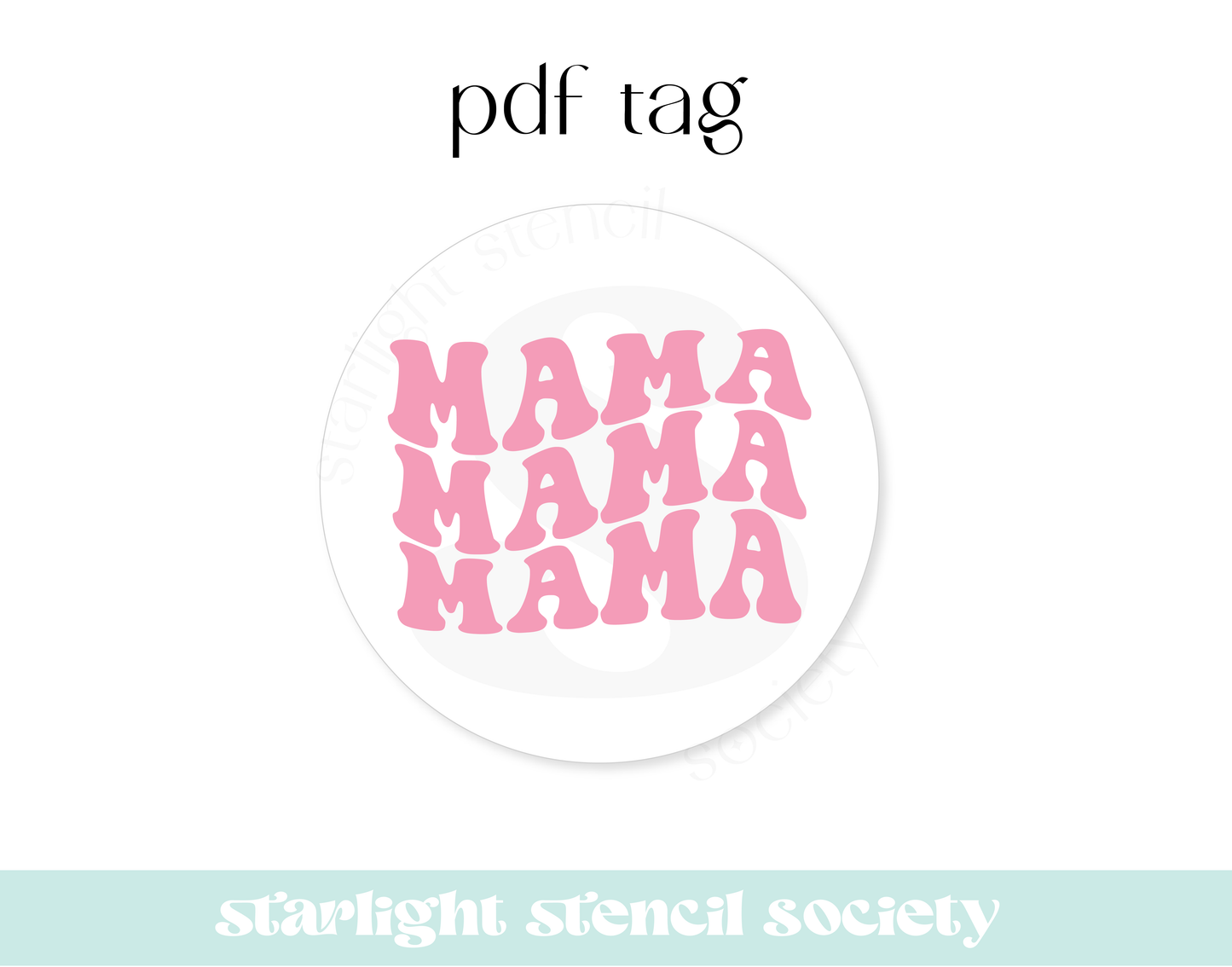 Mama Repeated Pink PDF Tag