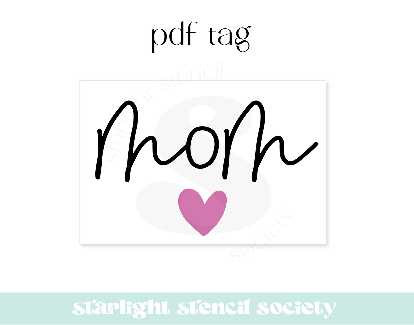 Mom Heart Rectangle PDF Tag