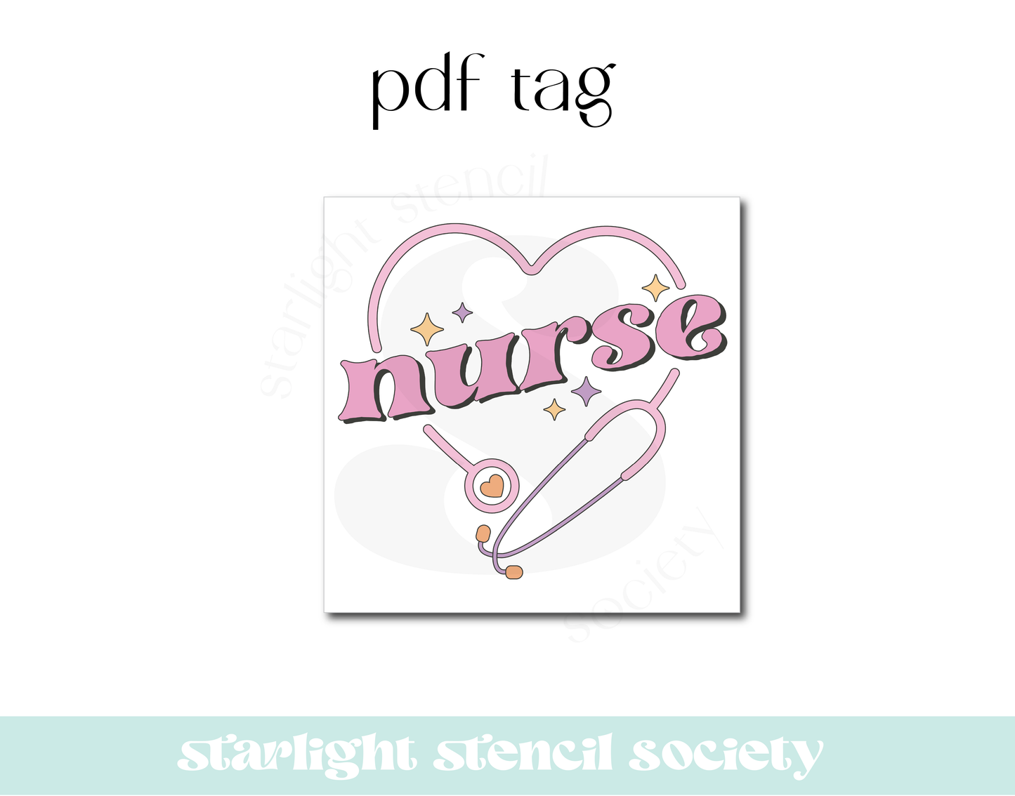 Nurse Pink Stethoscope Square PDF Tag