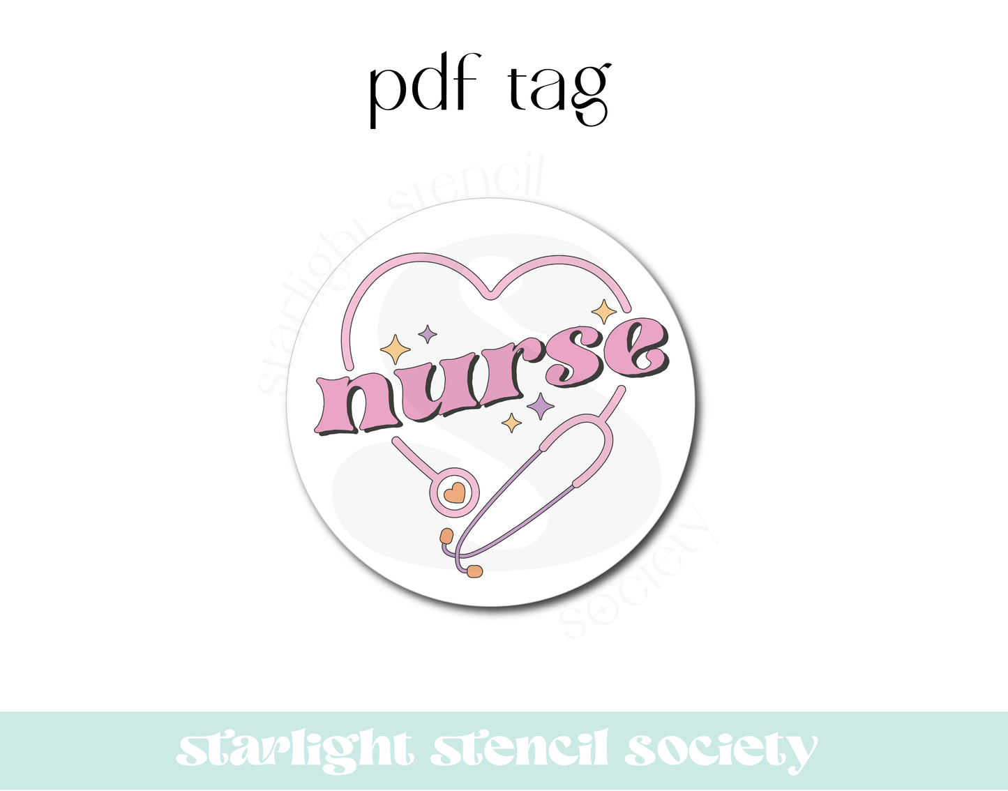 Nurse Pink Stethoscope PDF Tag