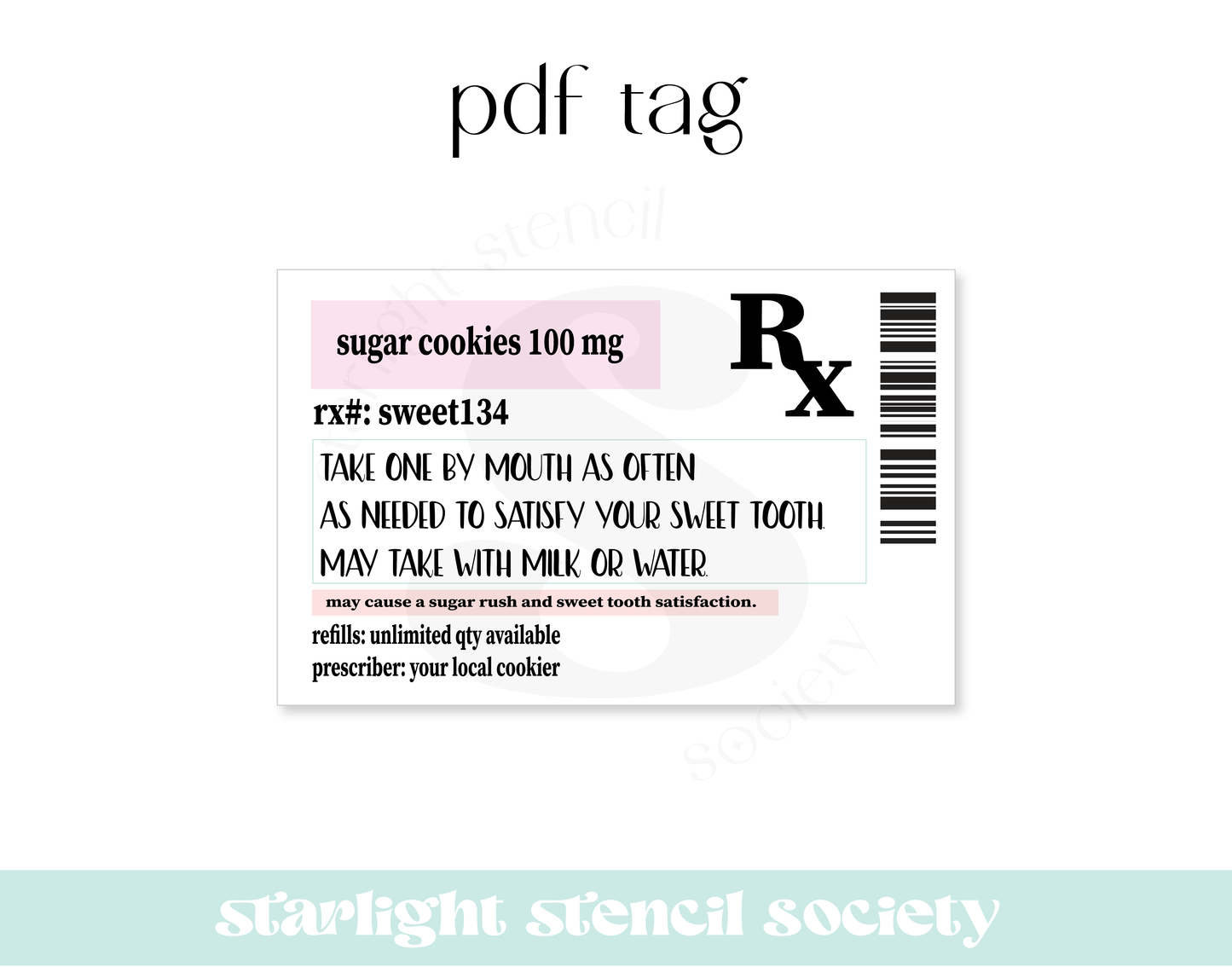 RX Tag 3.5 inch Rectangle PDF Tag
