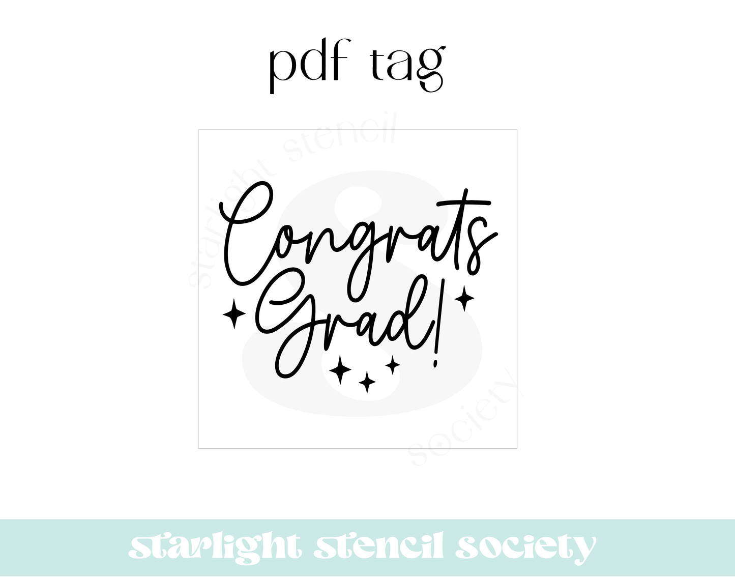 Congrats Grad Stars Square PDF Tag