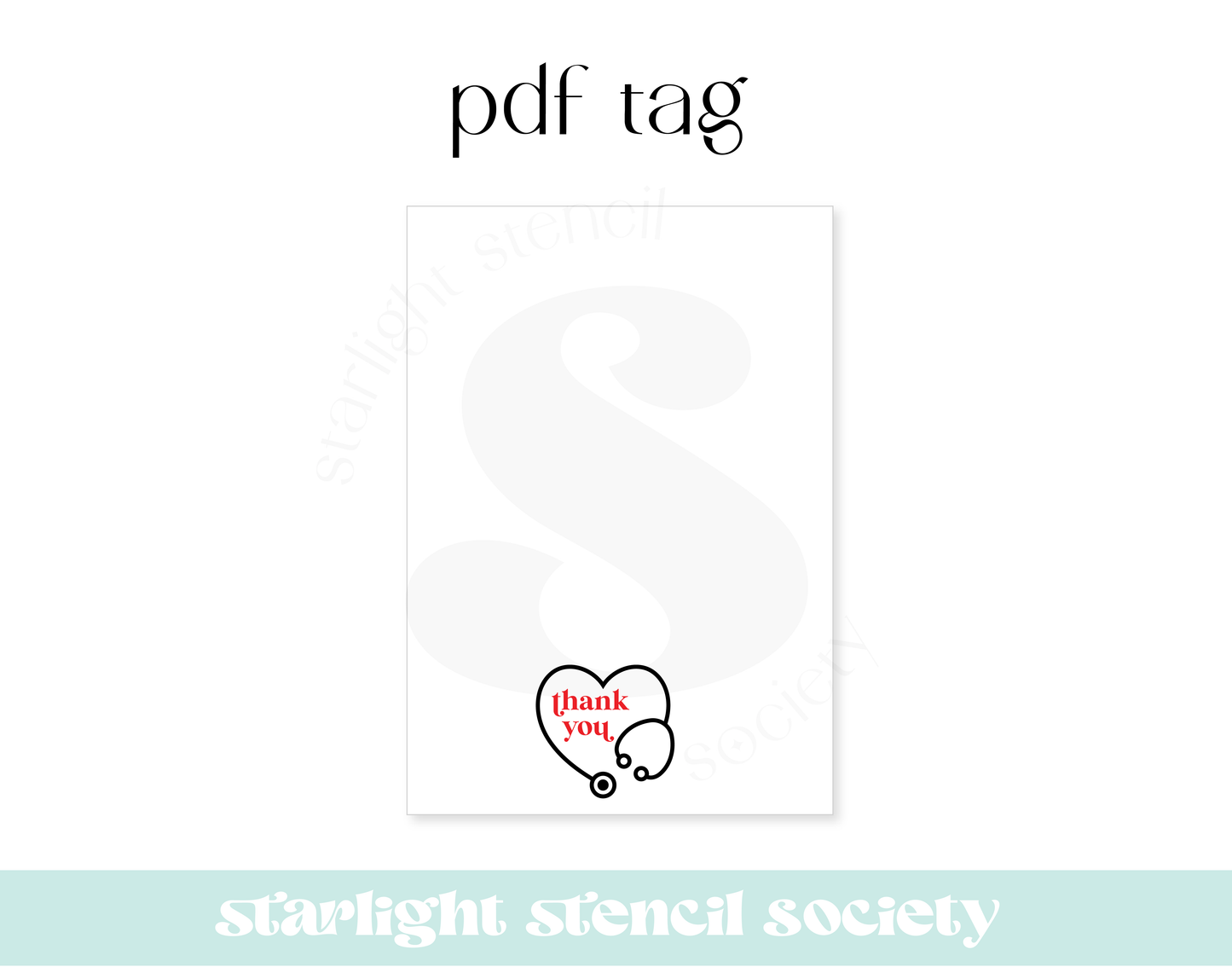 Thank You Stethoscope Cookie Card PDF Tag
