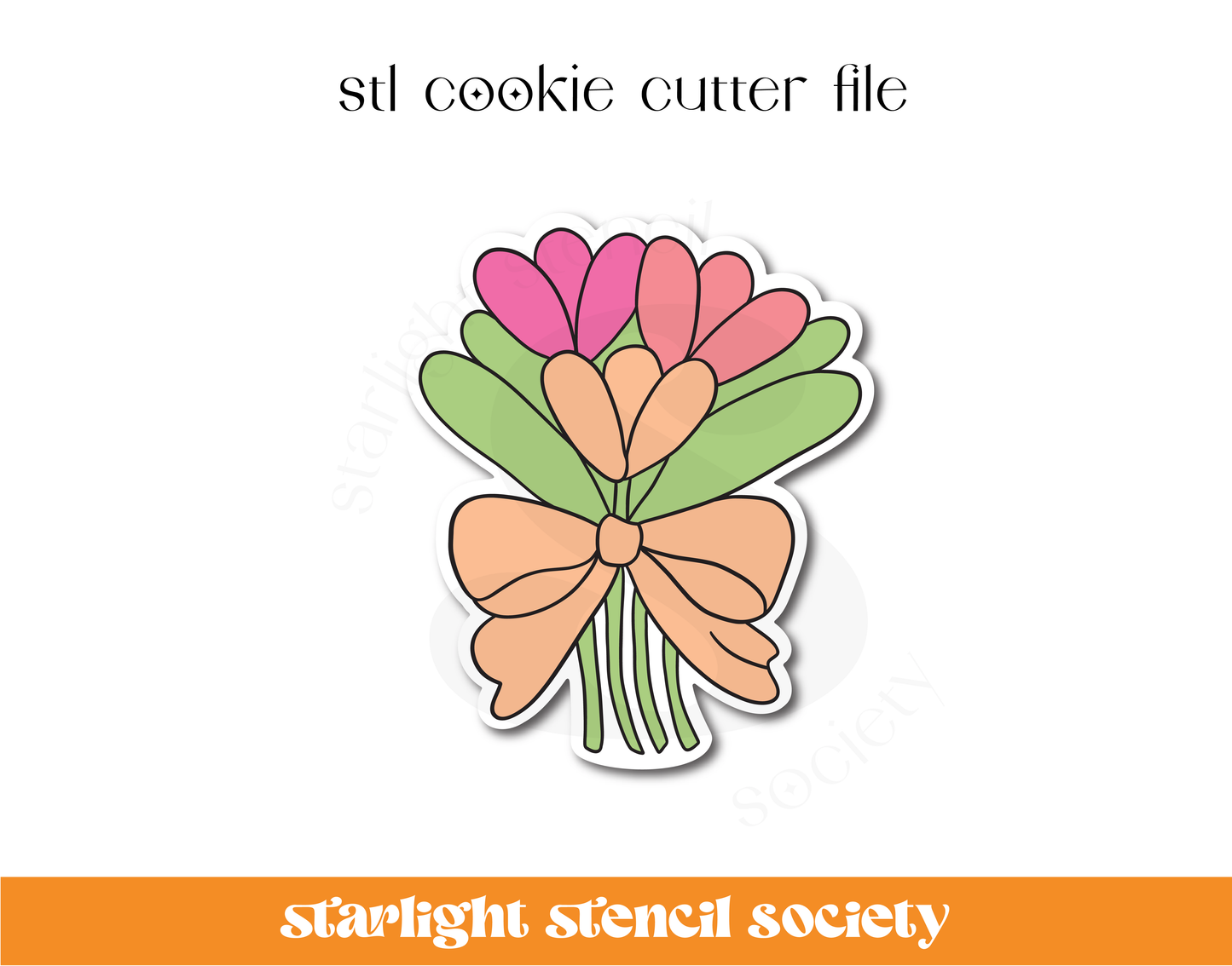 Tulip Bouquet STL Cookie Cutter File