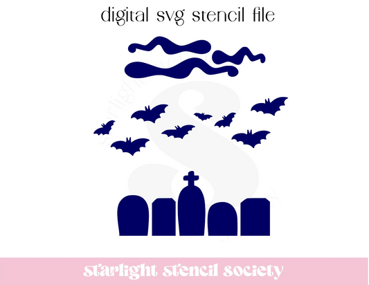 Graveyard Scene SVG File