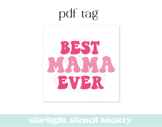 Best Mama Ever Pink Square PDF Tag