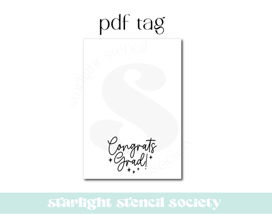 Congrats Grad Stars Cookie Card PDF Tag