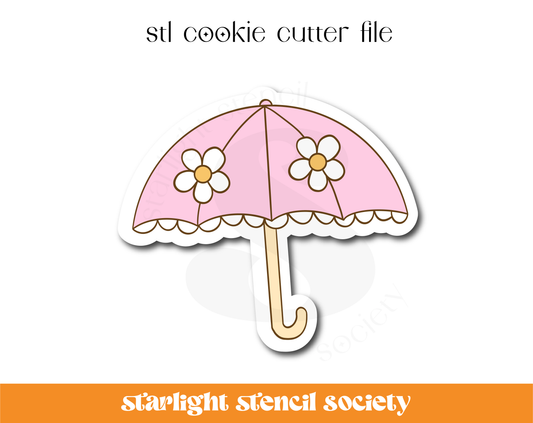 Floral Umbrella STL Cookie Cutter File