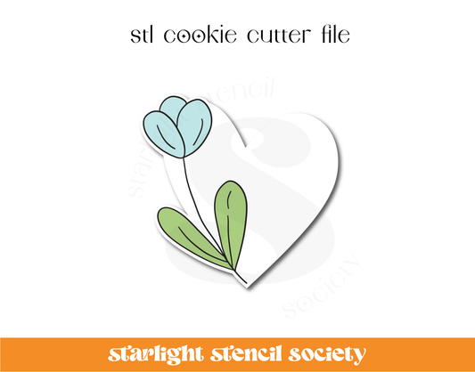 Heart Tulip STL Cookie Cutter File