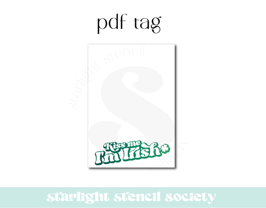 Kiss Me I'm Irish Cookie Card PDF Tag